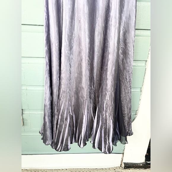 Komarov NWT XL purple chiffon midi dress black ombre 3/4 sleeve pleated MOB fall - Picture 2 of 11